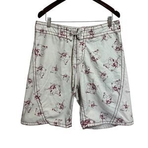 True Religion Swim Trunks Board Shorts Men’s 33 Buddha Stitch All Over Print
